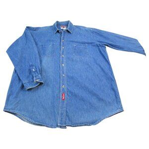 Vintage Marlboro Shirt Unisex Adults XL Blue Denim Long Sleeve Collar Button-Up
